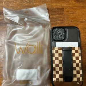 Walli iPhone 13 Case with Card Slot - Black and Brown Checkered